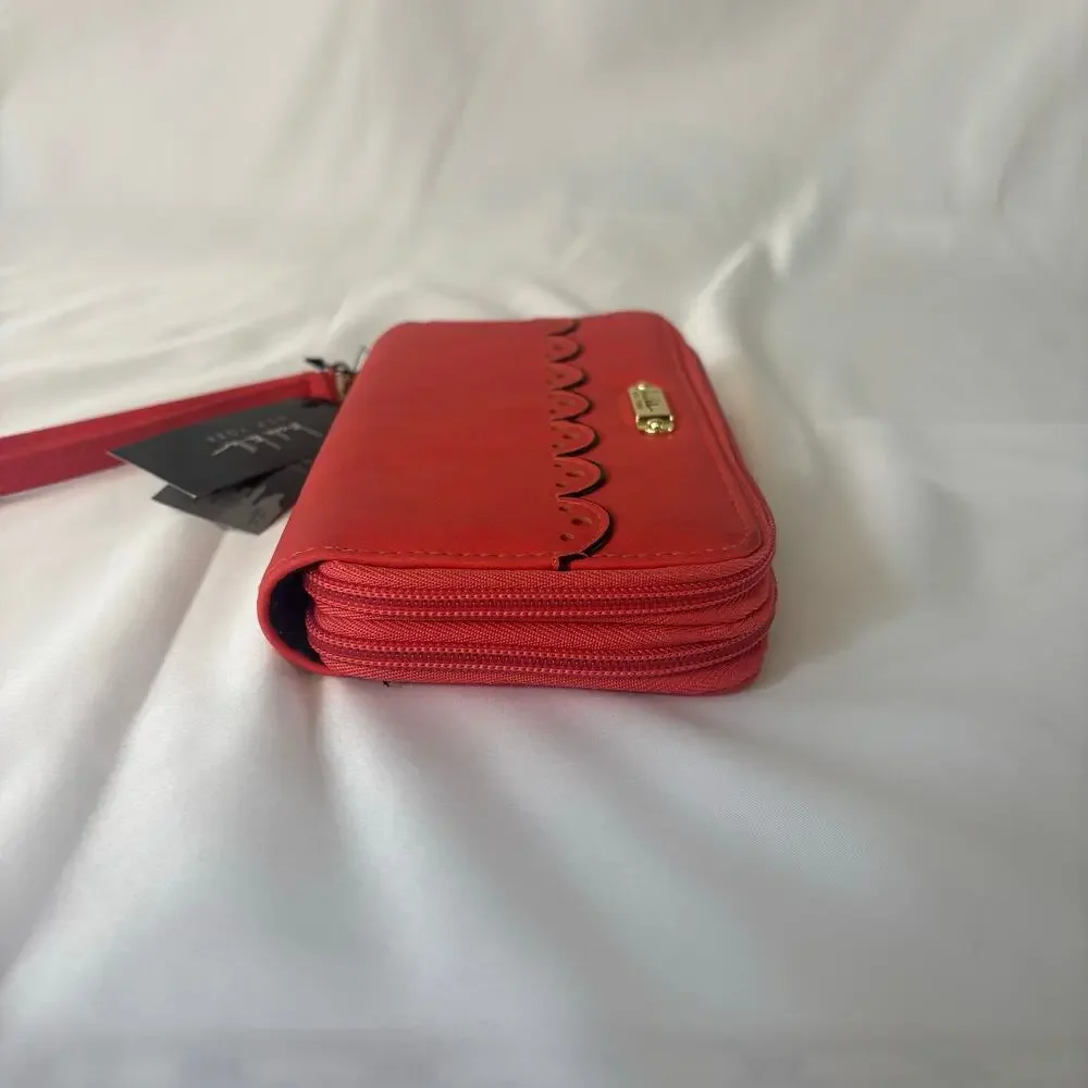 Nicole Miller Poppy Red Wristlet Zip Wallet Clutch NWT NY8605 - Picture 4 of 11